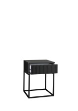MARLE Nachttisch in Graphit - Moderner Nachtschrank mit Schublade und schwarzem Metallgestell - 40 x 52 x 38,5 cm (B/H/T)