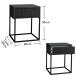 MARLE Nachttisch in Graphit - Moderner Nachtschrank mit Schublade und schwarzem Metallgestell - 40 x 52 x 38,5 cm (B/H/T)