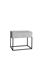 MARLE Nachttisch in Weiß - Moderner Nachtschrank mit Schublade und schwarzem Metallgestell - 60 x 52 x 38,5 cm (B/H/T)