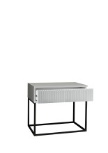 MARLE Nachttisch in Weiß - Moderner Nachtschrank mit Schublade und schwarzem Metallgestell - 60 x 52 x 38,5 cm (B/H/T)