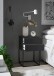 MARLE Nachttisch in Graphit - Moderner Nachtschrank mit Schubladen und schwarzem Metallgestell - 40 x 65 x 38,5 cm (B/H/T)
