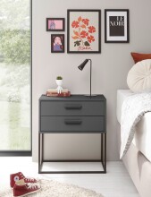SUNA Nachttisch in Graphit - Moderner Nachtschrank mit...