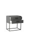 SUNA Nachttisch in Graphit - Moderner Nachtschrank mit Schubladen und schwarzem Metallgestell - 60 x 65 x 38,5 cm (B/H/T)