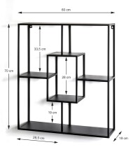Wandregal >23515< in schwarz, Metall - 60x70x18cm (BxHxT)