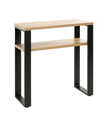 Konsole >23967< in schwarz-eiche, MDF, Metall - 70x75x28cm (BxHxT)