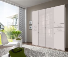 Drehtürenschrank >Danzig< in WEISS + GLAS...