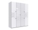 Drehtürenschrank >Danzig< in WEISS + GLAS WEISS - 180x208x58cm (BxHxT)