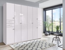 Drehtürenschrank >Danzig< in WEISS + GLAS...