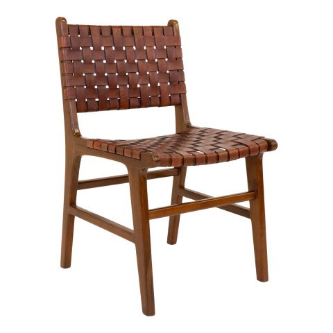Holzstuhl >Perugia< (2er-Set) in Braun, Leder - 51x87x53cm (BxHxT)