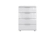 Nachtschrank >Danzig< in WEISS + GLAS WEISS -...