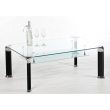 Alberto Couchtisch: Modernes Design aus Sicherheitsglas & Metall, 100x42x60cm, mit 2 Ablagen, Einfach zu montieren, Stilvoll & Praktisch