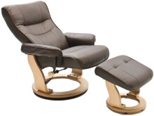 Relaxsessel >Montreal< mit Hocker Leder, TV Sessel Belastbarkeit bis 130 Kg, Braun