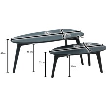 Couchtisch 2er Set Nierenform Holz Wohnzimmertisch Beistelltisch Tisch