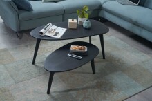 Couchtisch 2er Set Nierenform Holz Wohnzimmertisch Beistelltisch Tisch