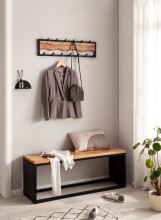 Wandgarderobe Hakenleiste Massivholz 80 cm Garderobe Flur Metall Modern