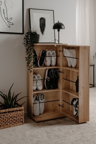 Schuhschrank >Satos< in Dekor Artisan Oak - 50x105x34cm (BxHxT)