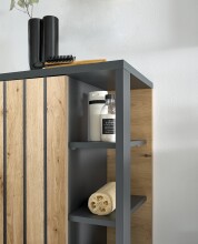 NIZZA Badezimmer Waschbeckenunterschrank in Graphit, Artisan Eiche Optik - Bad Unterschrank Badezimmerschrank mit viel Stauraum - 60 x 60 x 37 cm (B/H/T)