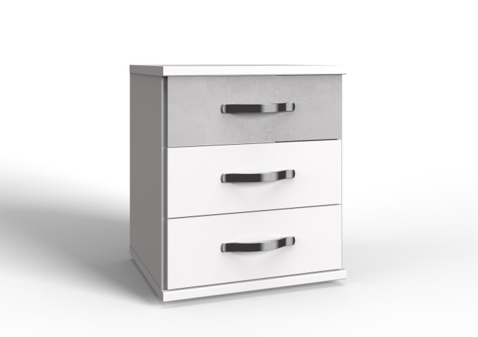 Schubkastenkommode >Duo< in WEISS + BETON-NB LICHTGRAU - 46x58x40cm (BxHxT)