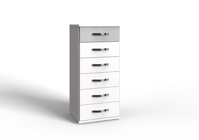 Schubkastenkommode >Duo< in WEISS + BETON-NB LICHTGRAU - 46x106x40cm (BxHxT)