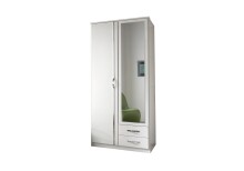Drehtürenschrank >Duo< in WEISS,AUFLEISTUNGEN CHROM - 91x199x58cm (BxHxT)