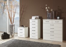 Schubkastenkommode >Duo< in WEISS,AUFLEISTUNGEN CHROM - 46x58x40cm (BxHxT)