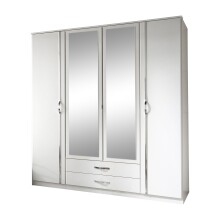 Drehtürenschrank >Duo< in WEISS,AUFLEISTUNGEN CHROM - 179x199x58cm (BxHxT)