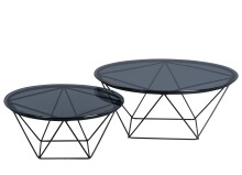 Couchtisch >Nario < Metall schwarz + Sicherheitsglas grau - 70cm Durchmesser, 36cm (H)