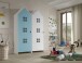 Kleiderschrank >CASAMI BRUGES< in Korpus Weiß / Front Blau u. Weiß, MDF