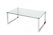 Couchtisch >5/212-00< in Klarglas, Metall Edelstahl...