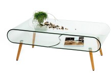 Couchtisch >5/215< in Klarglas, Massiv -...