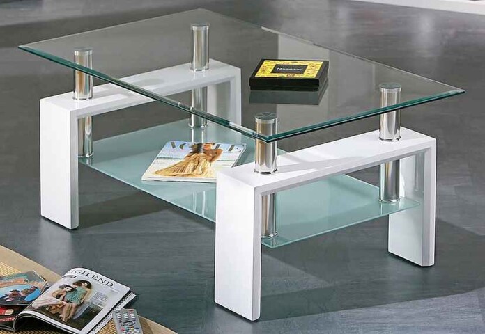 Couchtisch >5/216-11< in Weiß, Gestell MDF - 100x45x60cm (BxHxT)
