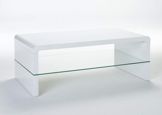 Couchtisch >5050-11< in Weiß, MDF - 110x42x60cm (BxHxT)