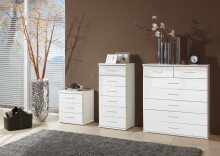 Schubkastenkommode >Clack< in HOCHGLANZ LACK WEISS - 46x58x40cm (BxHxT)