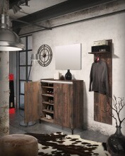 Garderobenpaneel >GENIO industrial< in Eiche, Holzwerkstoff - 40x170x26 (BxHxT)