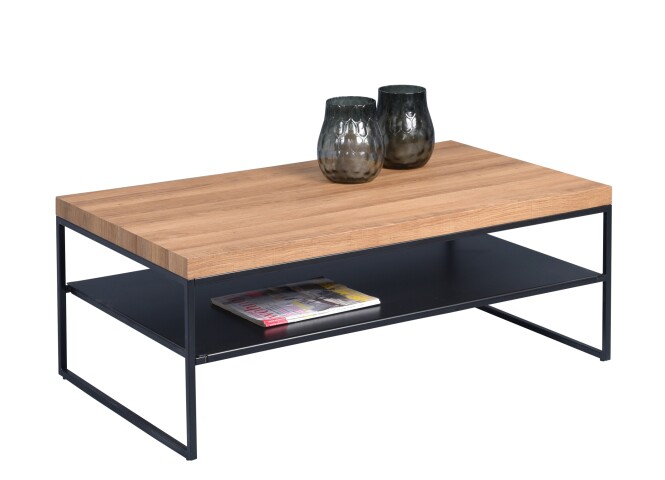 Couchtisch >Vista 3< in braun/schwarz, Metall + MDF  - 60x40x106cm (BxHxT)