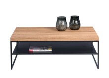 Couchtisch >Vista 3< in braun/schwarz, Metall + MDF  - 60x40x106cm (BxHxT)