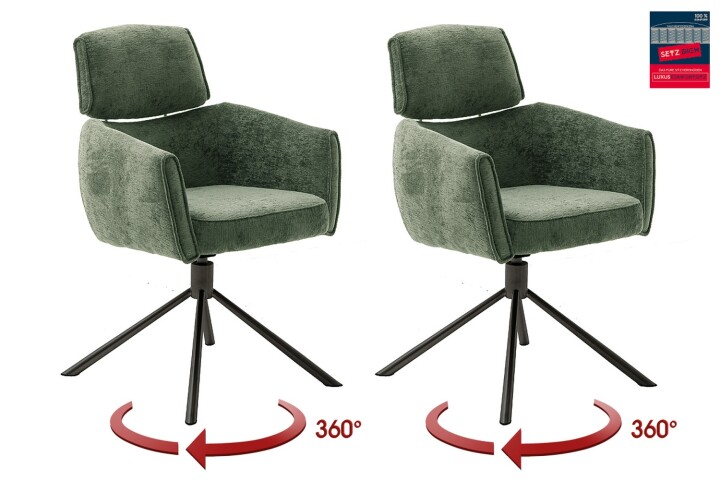 Armlehnstuhl >QUEBEC< (2-er Set) in Olive, Polyester - 60x92x64cm (BxHxT)