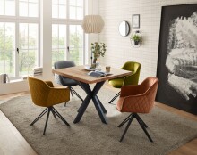 Esstisch >Micky< in Eiche massiv/schwarz - 100x76x100 (BxHxT)