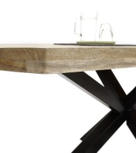 Esstisch >Veneti< in schwarz, Mango 40mm aufgedoppelt - 200x77x100cm (BxHxT)