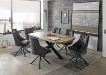 Esstisch >Veneti< in schwarz, Mango 40mm aufgedoppelt - 200x77x100cm (BxHxT)