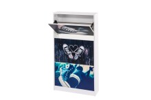 Schuhschrank >8956-SPORTS< in Weiß, MDF - 60x108x17cm (BxHxT)