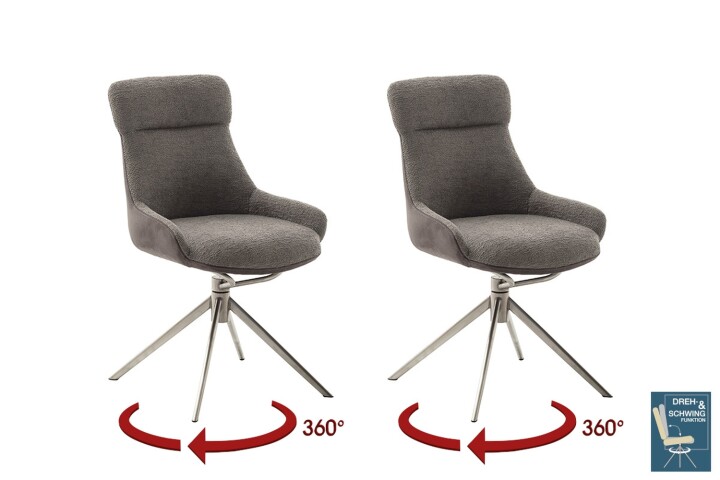 Schalenstuhl >PELION< (2-er Set) in Schlamm, Polyester - 55x90x62cm (BxHxT)