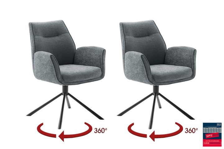Armlehnstuhl >DIVERIA< (2-er Set) in Anthrazit, Polyester - 64x90x66cm (BxHxT)