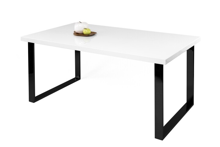 Esstisch >9192-11.05< in Weiß hochglanz, MDF - 140x75x90cm (BxHxT)