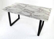 Esstisch >9210-19< in Marmor weiß, MDF -...