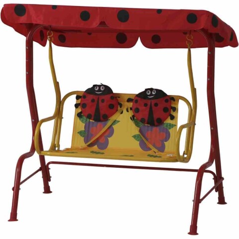 Hollywoodschaukel >Marie< in rot, gelb - 75x118x115 (BxHxT)