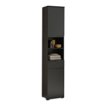 Badezimmer-Set "Spice" schwarz matt (5tlg.) mit Hochschrank, Waschbeckenunterschrank, Spiegelschrank, Kommode und Hängeschrank - 170 x 191 x 32 cm (B/H/T)