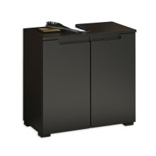 Badezimmer-Set "Spice" schwarz matt (5tlg.) mit Hochschrank, Waschbeckenunterschrank, Spiegelschrank, Kommode und Hängeschrank - 170 x 191 x 32 cm (B/H/T)