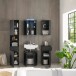 Badezimmer-Set "Spice" schwarz matt (5tlg.) mit Hochschrank, Waschbeckenunterschrank, Spiegelschrank, Kommode und Hängeschrank - 170 x 191 x 32 cm (B/H/T)