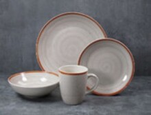 Geschirr-Set >Como< (16-tlg.) in hell und dunkelgrau, Steingut - 26,4cm (D)